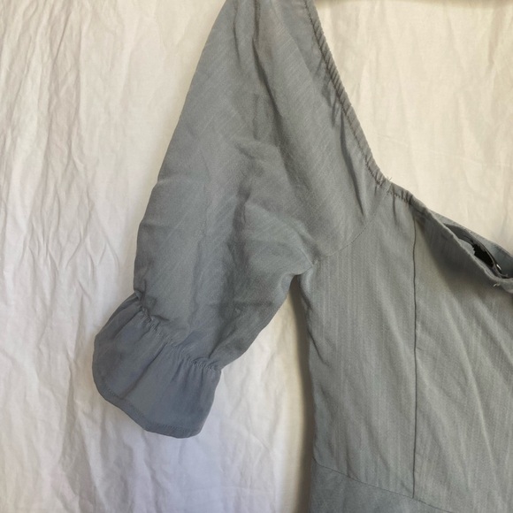 Lulus Sweet As Can Be Blue Striped Puff Sleeve Mini Dress Size XS - Picture 11 of 15